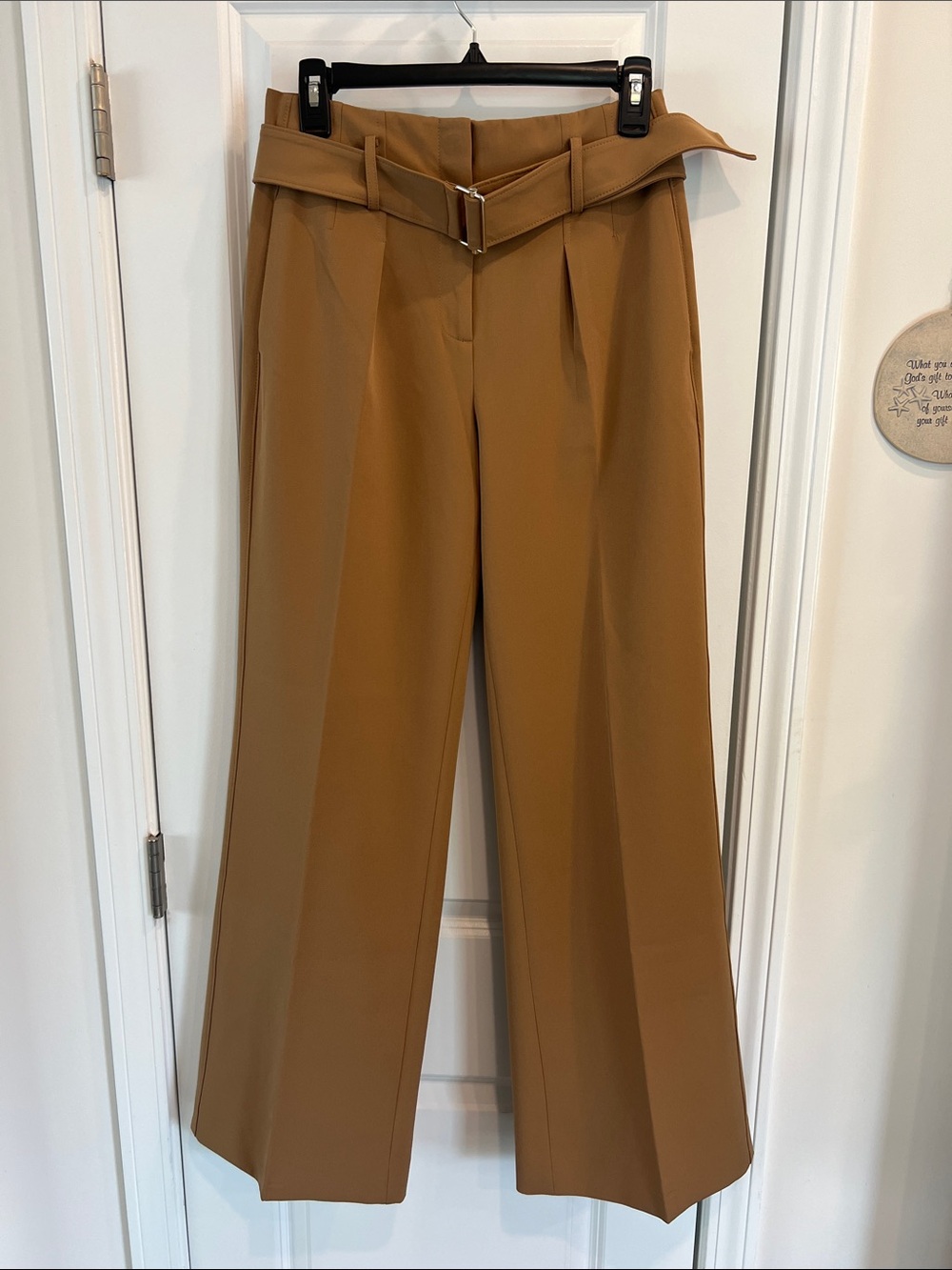 NWT White House Black Market “Luna” High-Waist Wide-Leg Belted Pants - Camel
